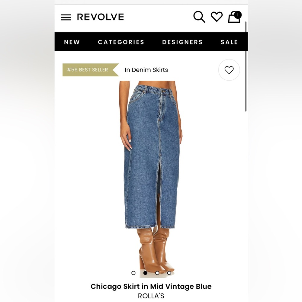 Rollas Chicago Skirt in Mid Vintage Blue Denim